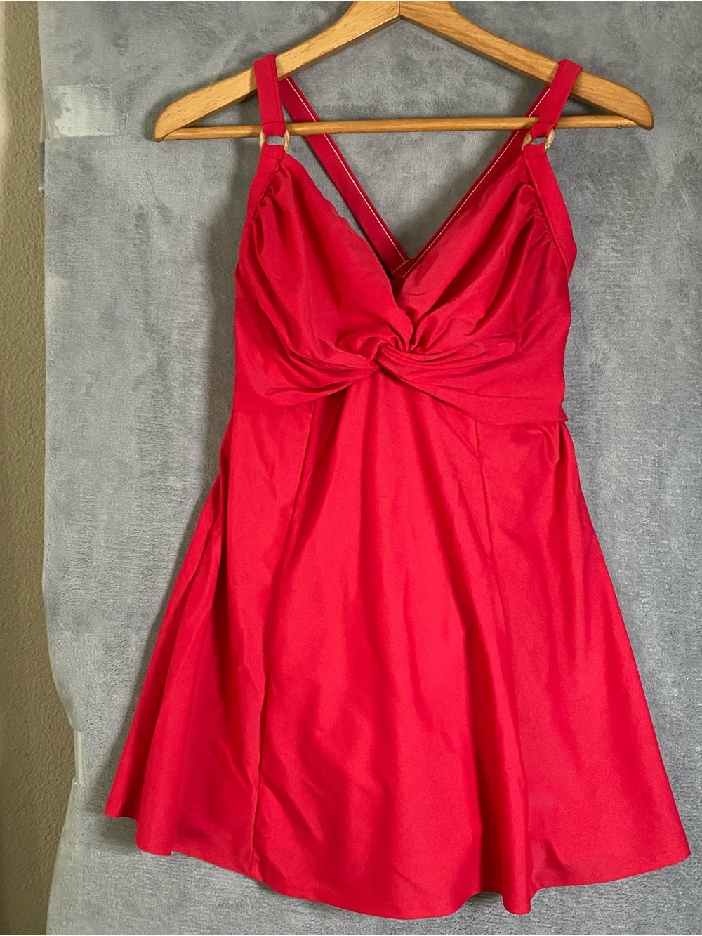 Carol Wior Red One Piece Swimsuit 14 Tummy Control Underwire Ruched Swimwear - Picture 1 of 8